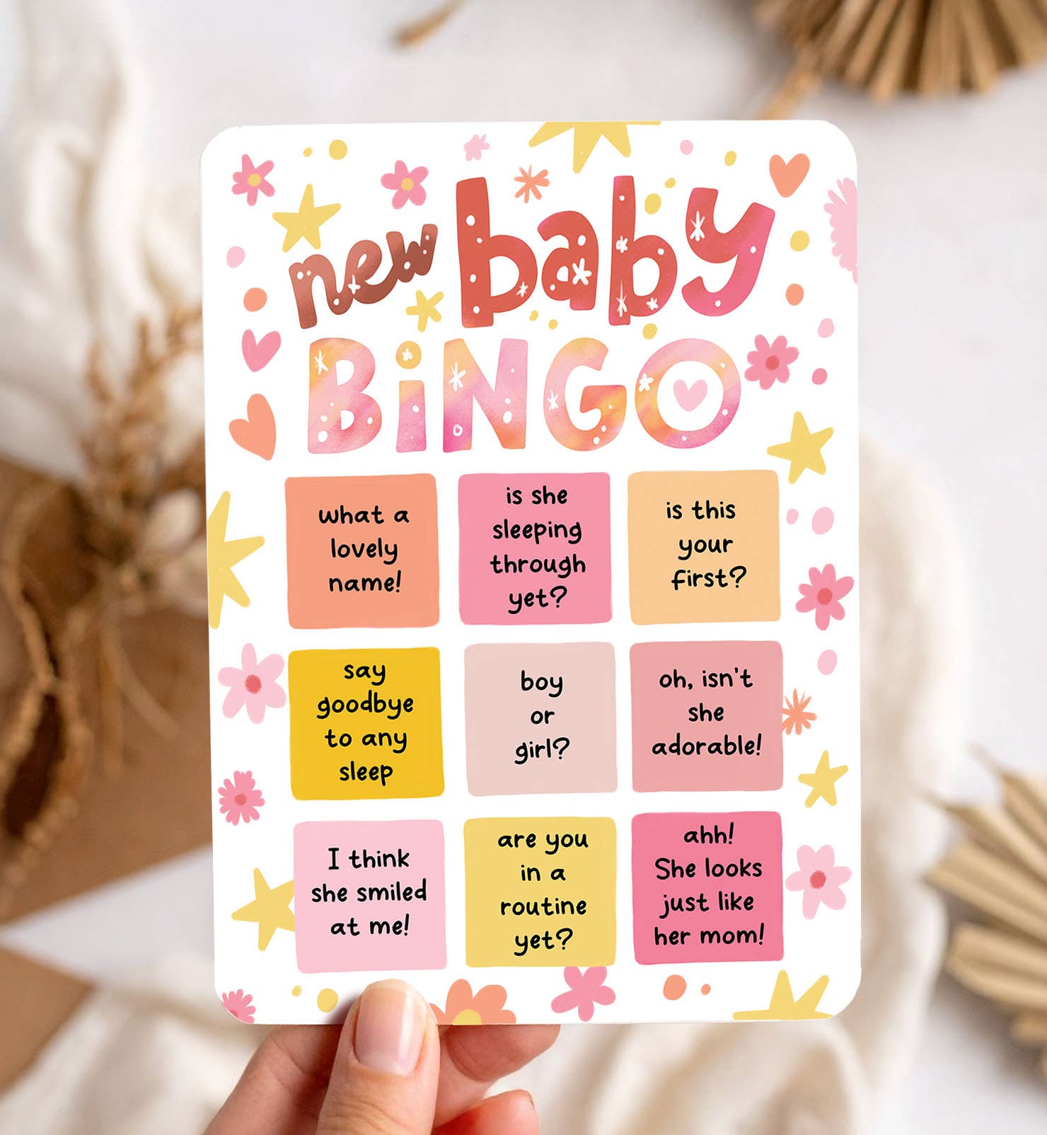 Kaart felicitatie geboorte baby bingo meisje | Kaart Aniet Illustration
